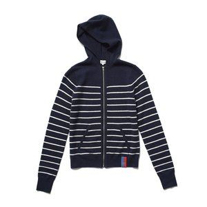 Kul Drake Zip-Front Striped Cashmere Sweater